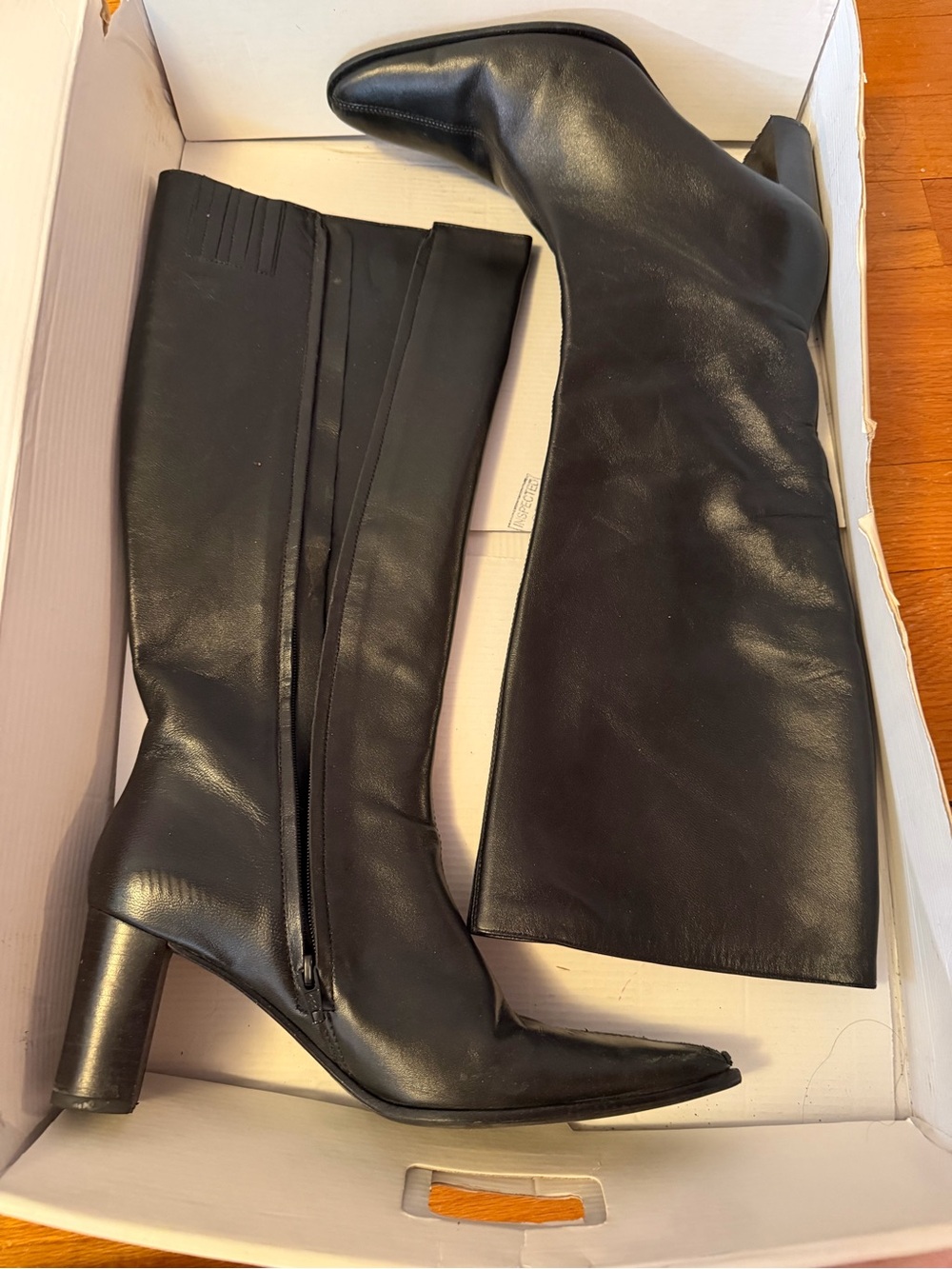 Banana Republic Black Pointed-Toe Knee Boots with Block Heel